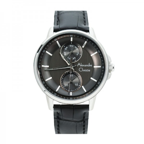 Alexandre Christie AC 6576 Silver Black Leather MFLSSBA